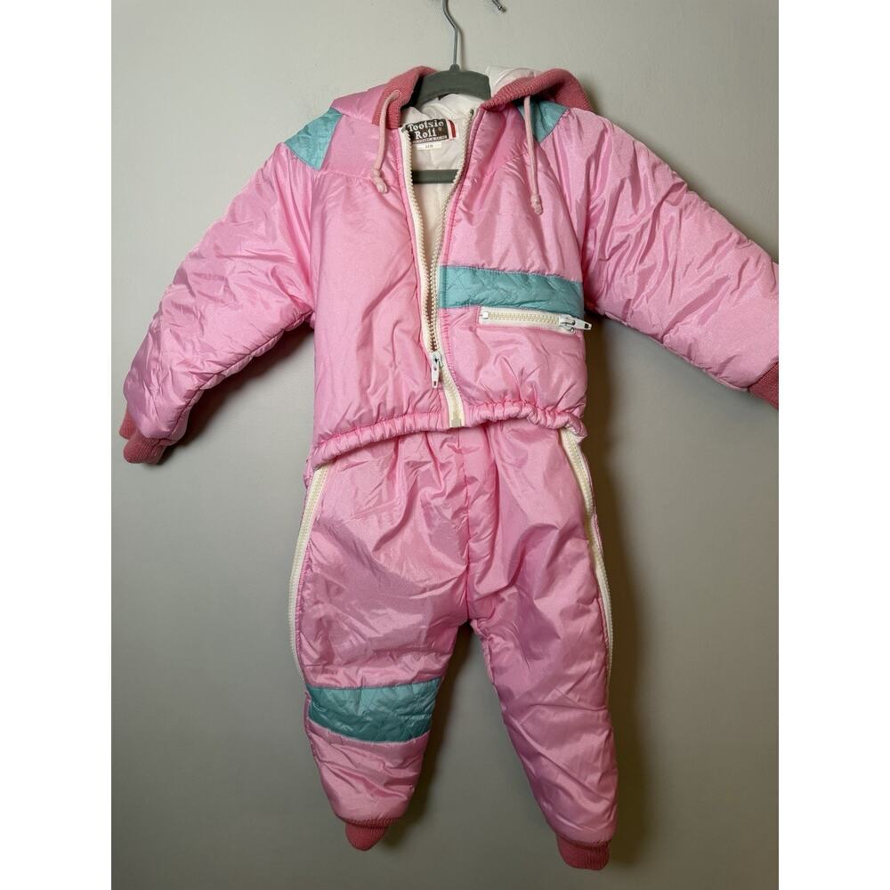 Tootsie Roll Brand Pink Vintage 80's Snowsuit Baby Girl 24 Months EUC
